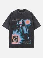 Dua Lipa Print Round Neck T-shirt