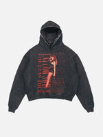 Taylor Swift Print Slant Pockets Hoodie