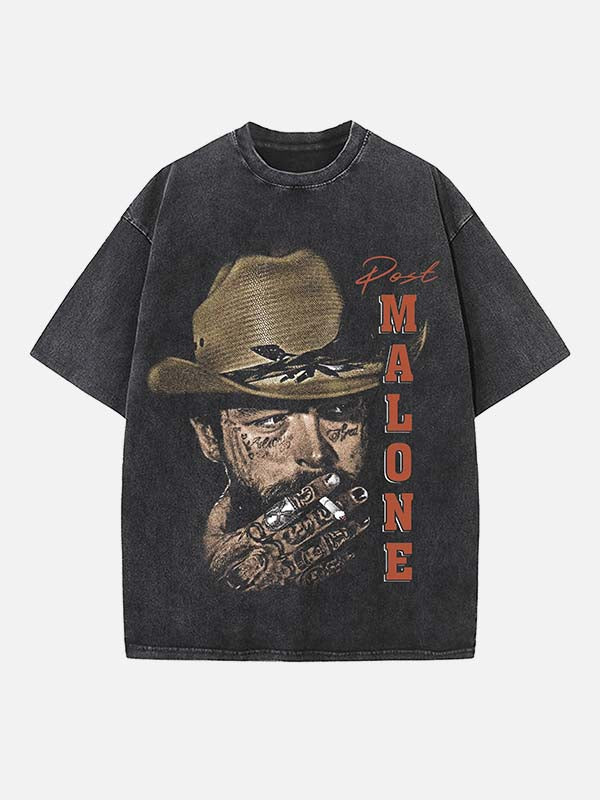 Post Malone Print Round Neck T-shirt