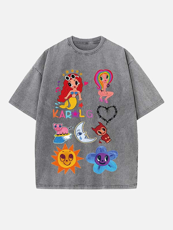 Karol G Print Round Neck T-shirt