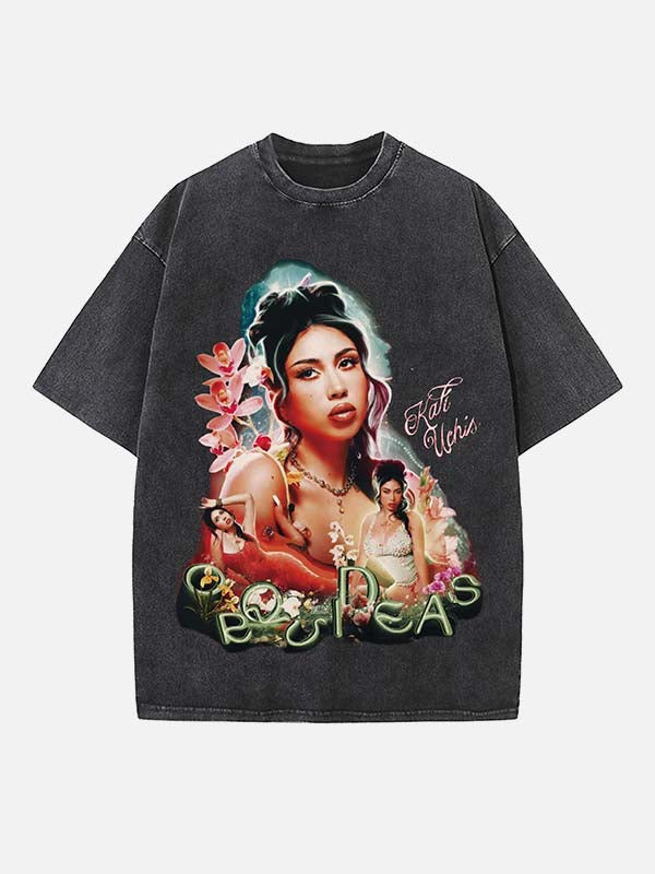 Kali Uchis Print Round Neck T-shirt