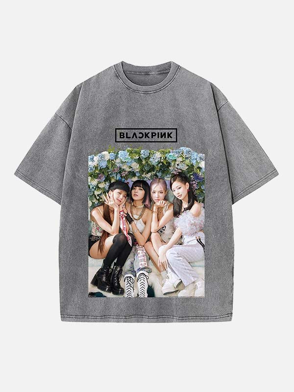 BLACKPINK Print Round Neck T-shirt