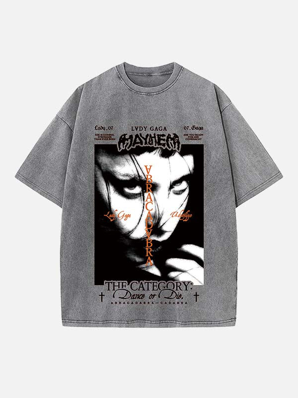 Lady Gaga Print Round Neck T-shirt