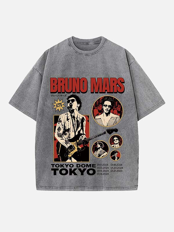 Bruno Mars Print Round Neck T-shirt