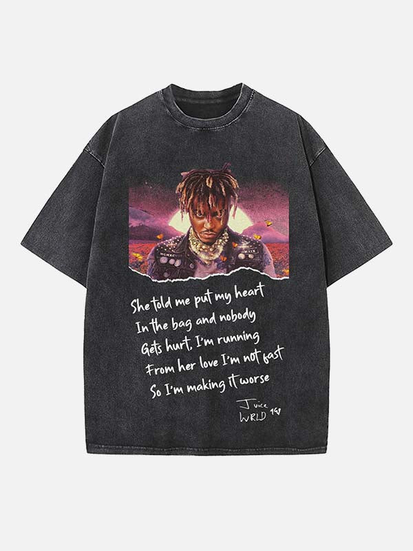 Juice WRLD Print Round Neck T-shirt