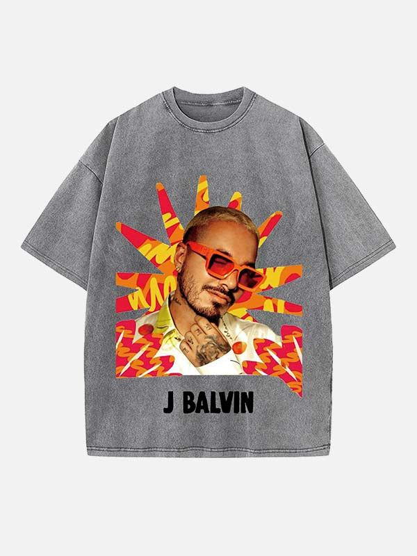 J Balvin Print Round Neck T-shirt