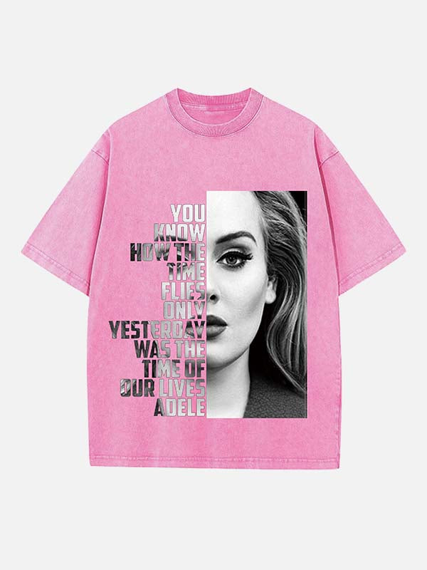 Adele Print Round Neck T-shirt
