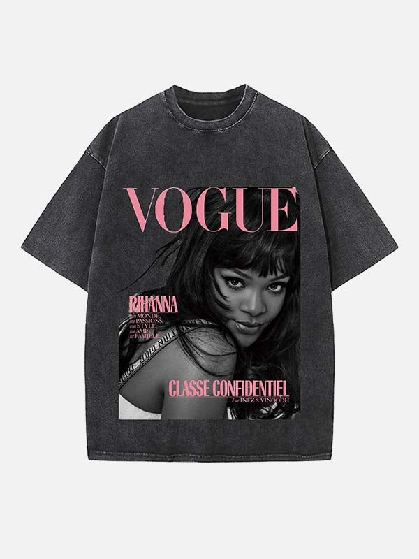 Rihanna Print Round Neck T-shirt