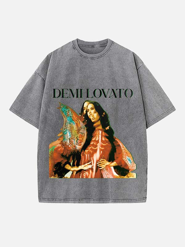 Demi Lovato Print Round Neck T-shirt