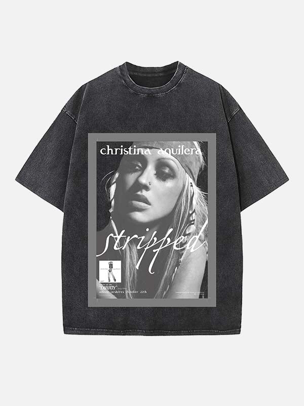 Christina Aguilera Print Round Neck T-shirt