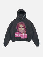 Britney Spears Print Slant Pockets Hoodie