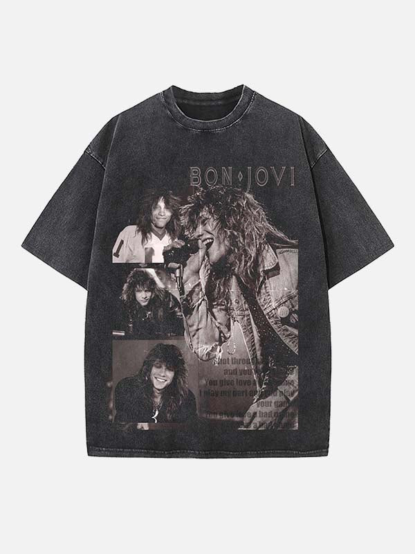 Bon Jovi Print Round Neck T-shirt