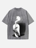 Rihanna Print Round Neck T-shirt