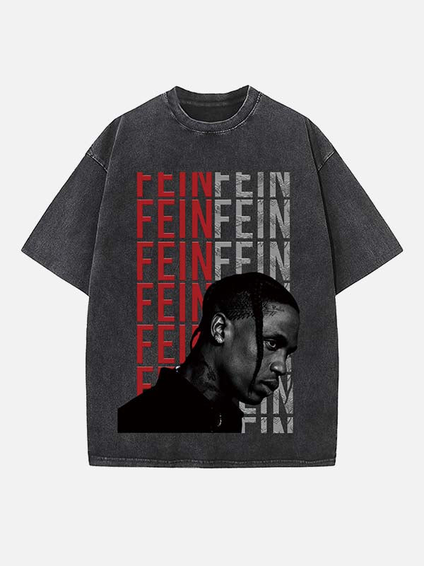 Travis Scott Print Round Neck T-shirt