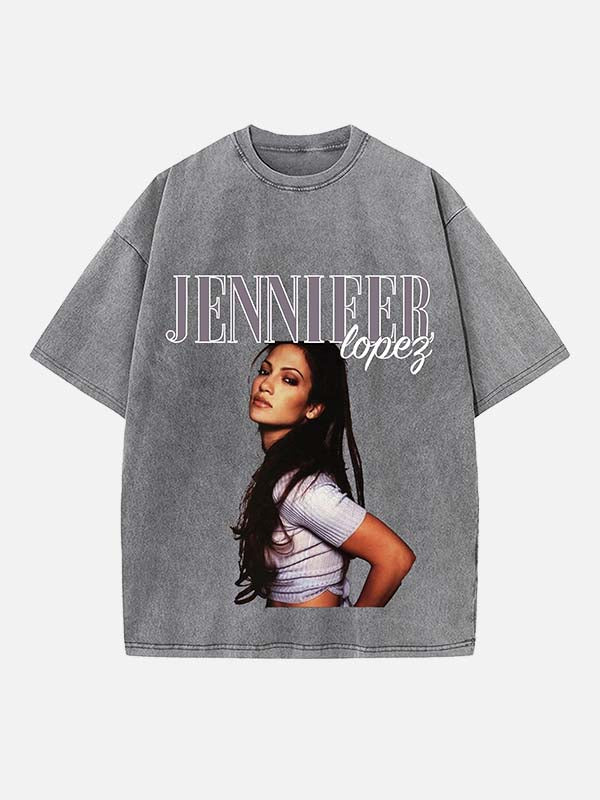 Jennifer Lopez Print Round Neck T-shirt