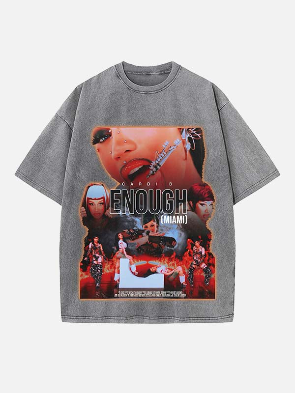 Cardi B Print Round Neck T-shirt