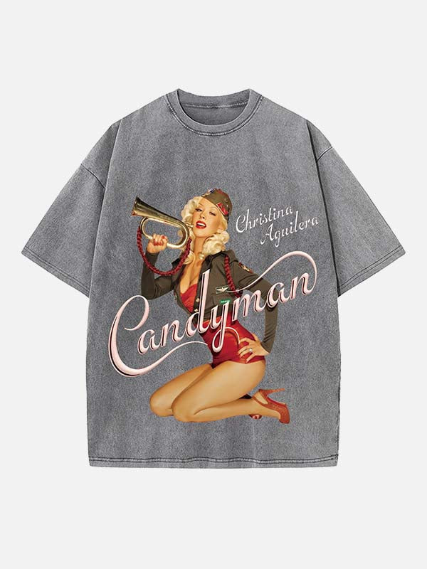 Christina Aguilera Print Round Neck T-shirt
