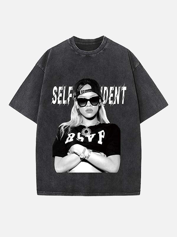 Rihanna Print Round Neck T-shirt