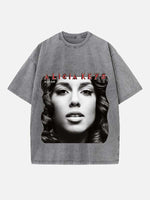 Alicia Keys Print Round Neck T-shirt