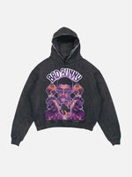 Bad Bunny Print Slant Pockets Hoodie