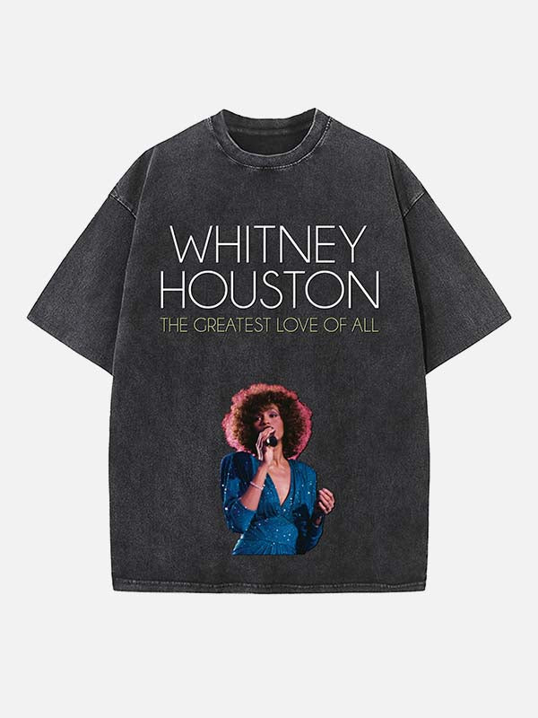 Whitney Houston Print Round Neck T-shirt