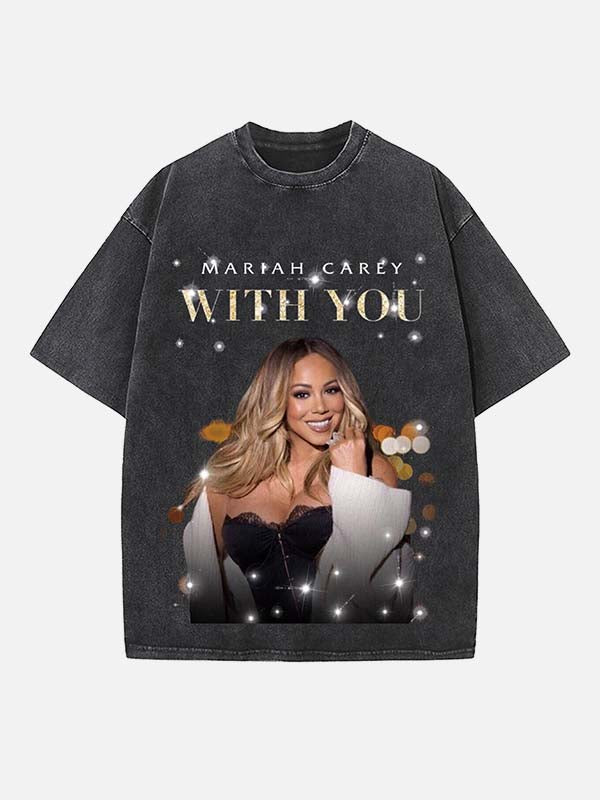 Mariah Carey Print Round Neck T-shirt