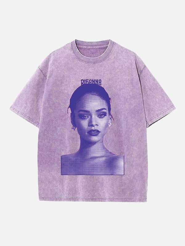 Rihanna Print Round Neck T-shirt