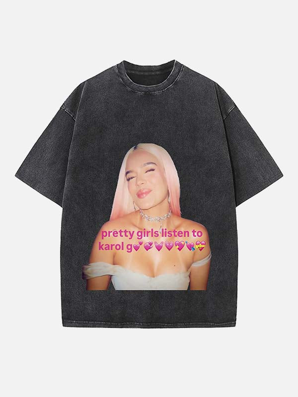 Karol G Print Round Neck T-shirt