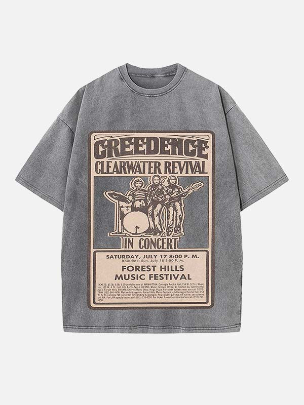 Creedence Clearwater Revival Print Round Neck T-shirt
