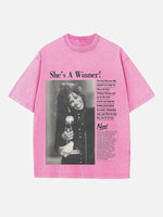 Whitney Houston Print Round Neck T-shirt