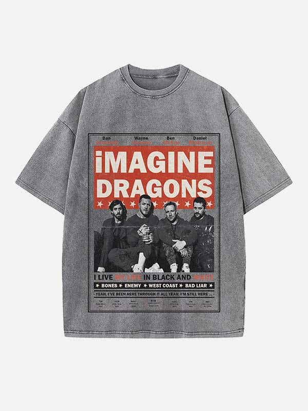 Imagine Dragons Print Round Neck T-shirt