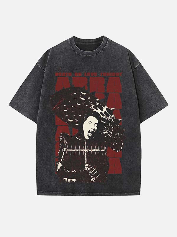 Lady Gaga Print Round Neck T-shirt