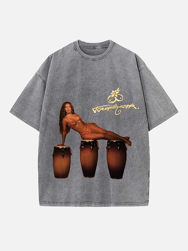 Karol G Print Round Neck T-shirt