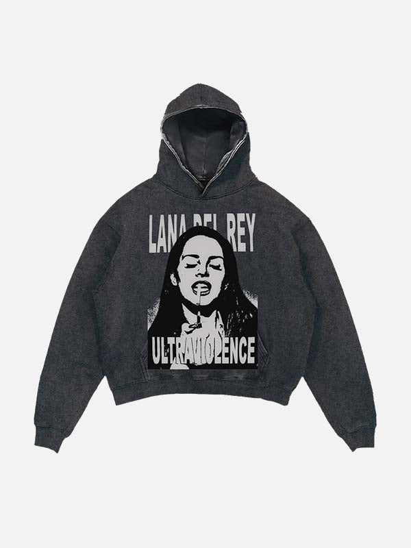 Lana Del Rey Print Slant Pockets Hoodie