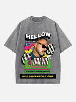 J Balvin Print Round Neck T-shirt