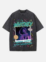Whitney Houston Print Round Neck T-shirt