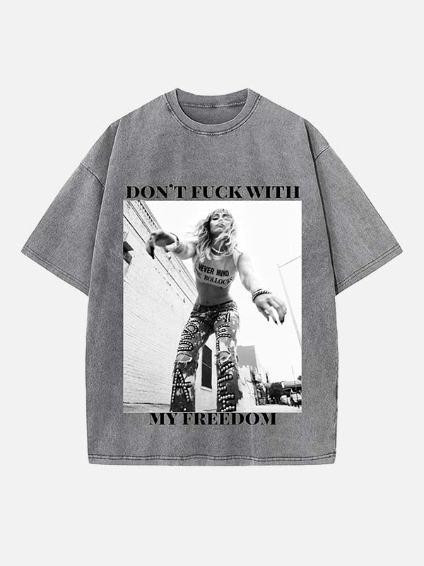 Miley Cyrus Print Round Neck T-shirt