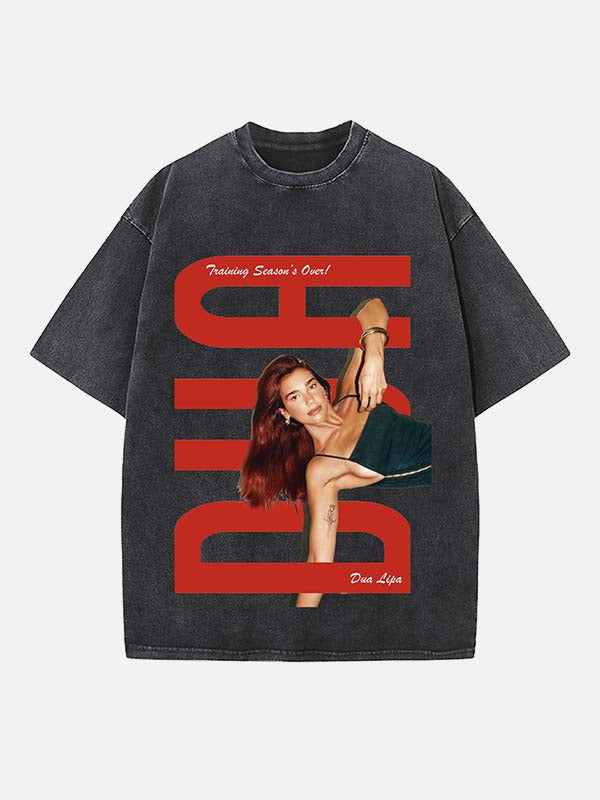 Dua Lipa Print Round Neck T-shirt