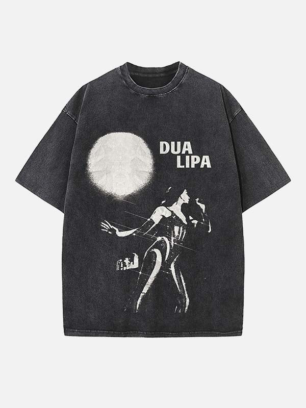 Dua Lipa Print Round Neck T-shirt
