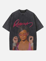 Rihanna Print Round Neck T-shirt