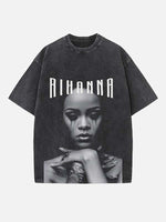 Rihanna Print Round Neck T-shirt