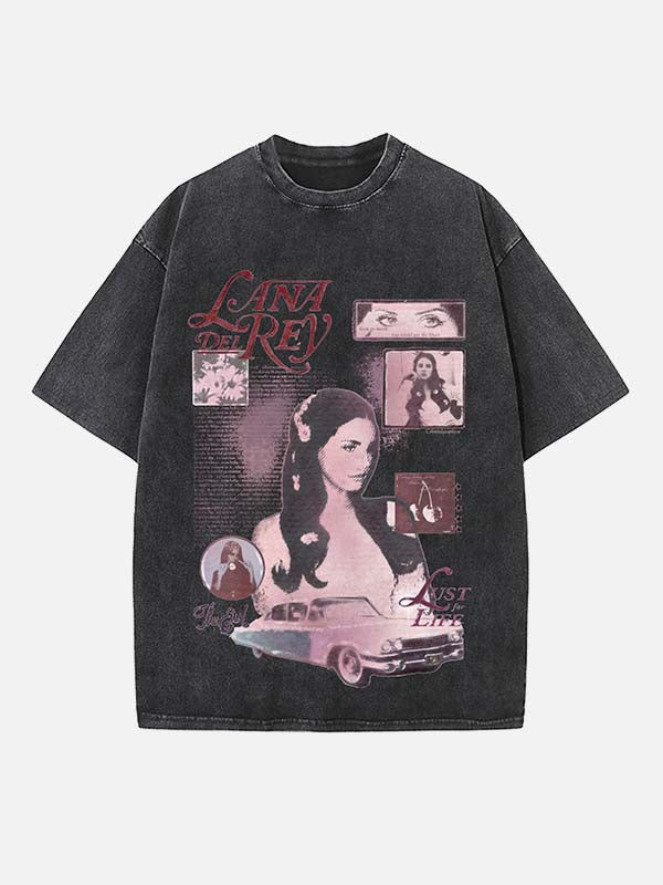 Lana Del Rey Print Round Neck T-shirt