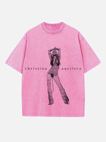 Christina Aguilera Print Round Neck T-shirt