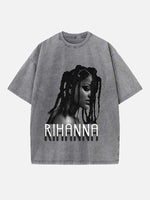 Rihanna Print Round Neck T-shirt