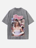Britney Spears Print Round Neck T-shirt