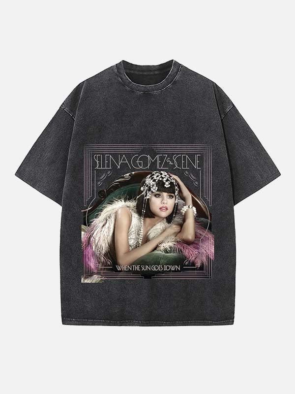 Selena Gomez Print Round Neck T-shirt