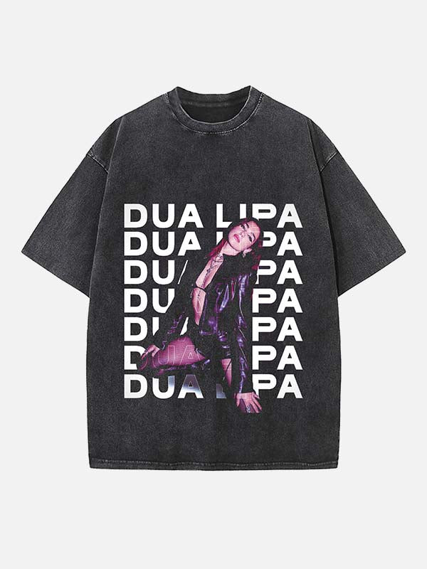 Dua Lipa Print Round Neck T-shirt