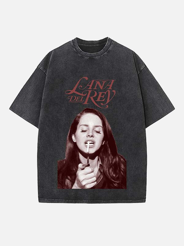 Lana Del Rey Print Round Neck T-shirt