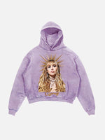 Miley Cyrus Print Slant Pockets Hoodie