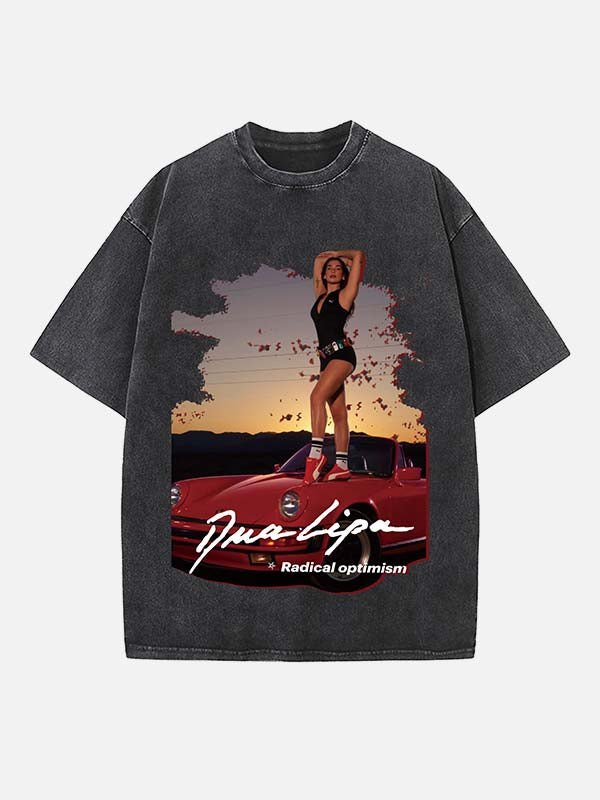 Dua Lipa Print Round Neck T-shirt